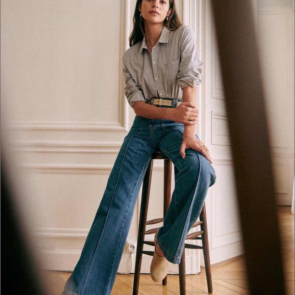 Sezane Gray Button Down Shirt (NWOT)